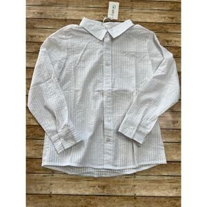 NWT My Three Sons by Evie's Closet White Seersucker Button Up Shirt 8y